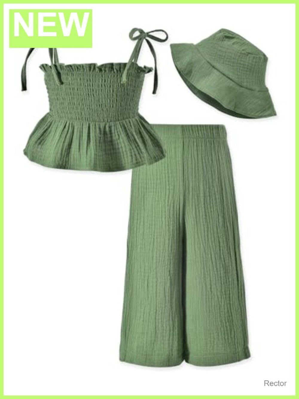 Toddler Girls Summer Outfit Set with Sun Hat Sleeveless Halter Top Pants